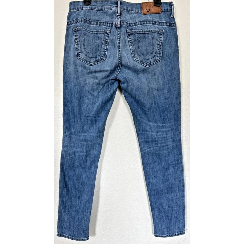 TRUE RELIGION Jeans Womens Size 31 Medium/Light Wash Embellished Pockets CHRISSY